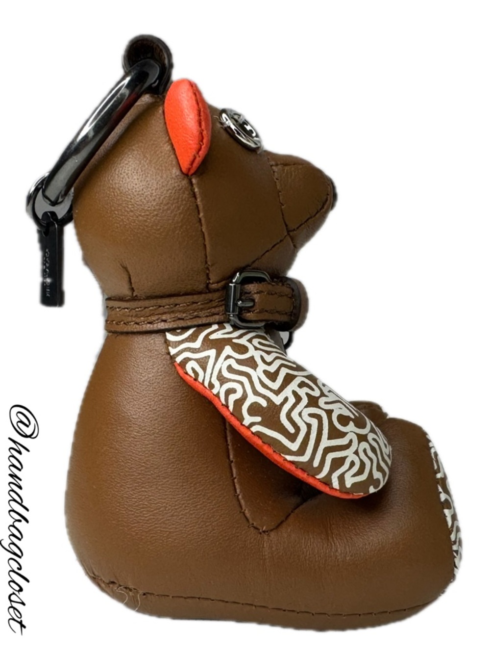 Coach Keith Haring Leather Heart Bear Bag Charm/Rare Fob  20138 Keychain - Picture 9 of 13